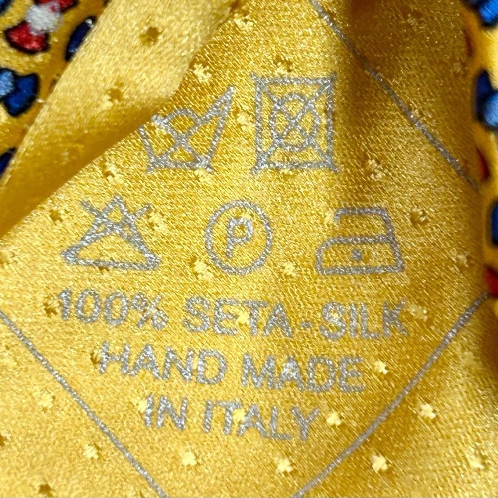 Brioni Yellow Patterned Silk Tie – Hand Made in Italy - Picture 5 of 5